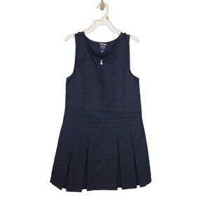 French Toast Girls Zipper Front Jumper Uniform Dress in Navy Blue - Size 12